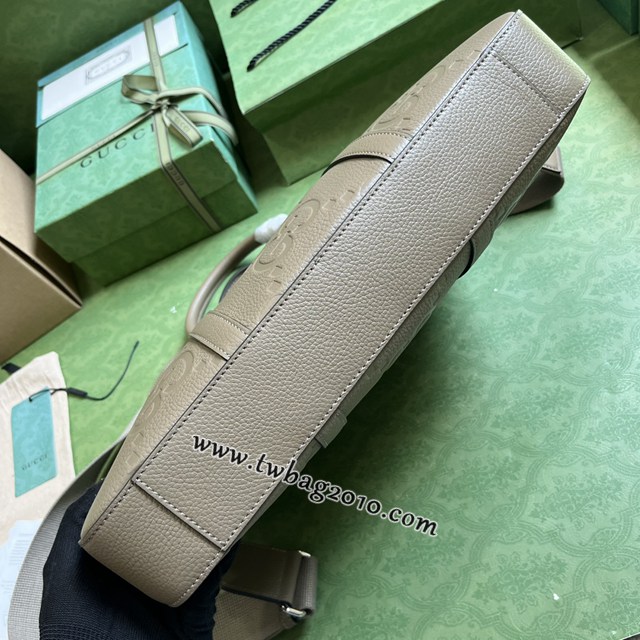 gucci專櫃新款原廠皮手袋 古馳灰色超級雙G皮革公事包 jcp1579